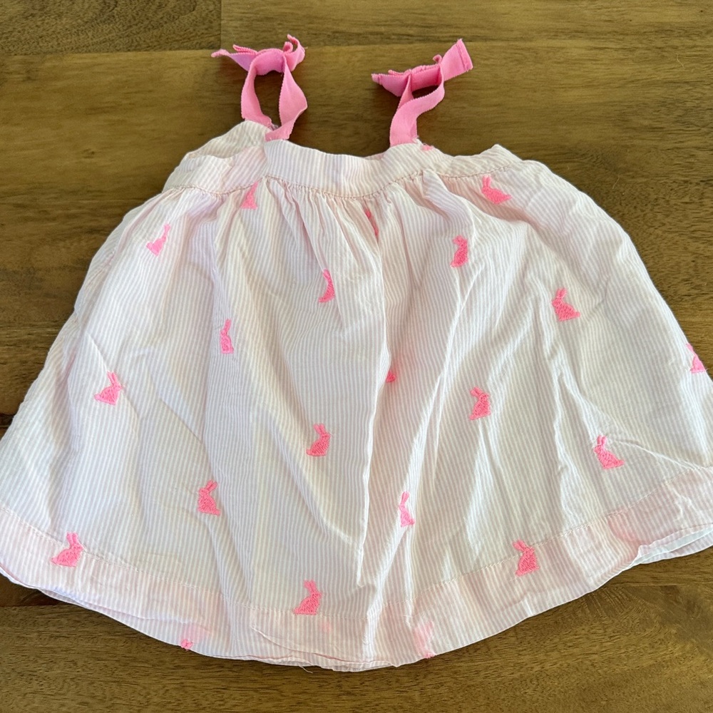 Gap Baby Pink and White Striped Dress with Bunny Accents 12-18 months